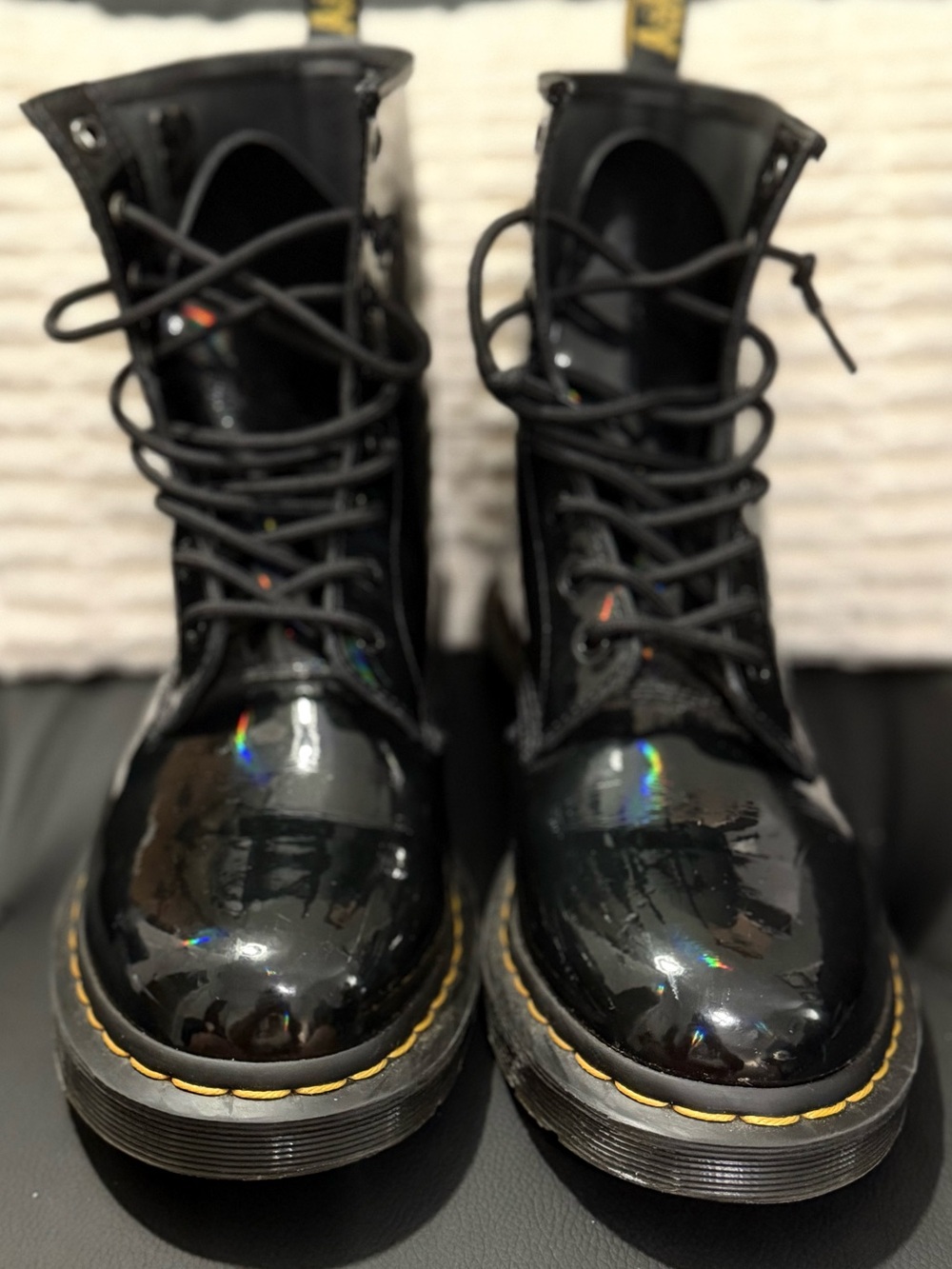 Dr. Martens 1460 8-Eye Boots – Black Patent Leather Rainbow Sheen – Women's 11